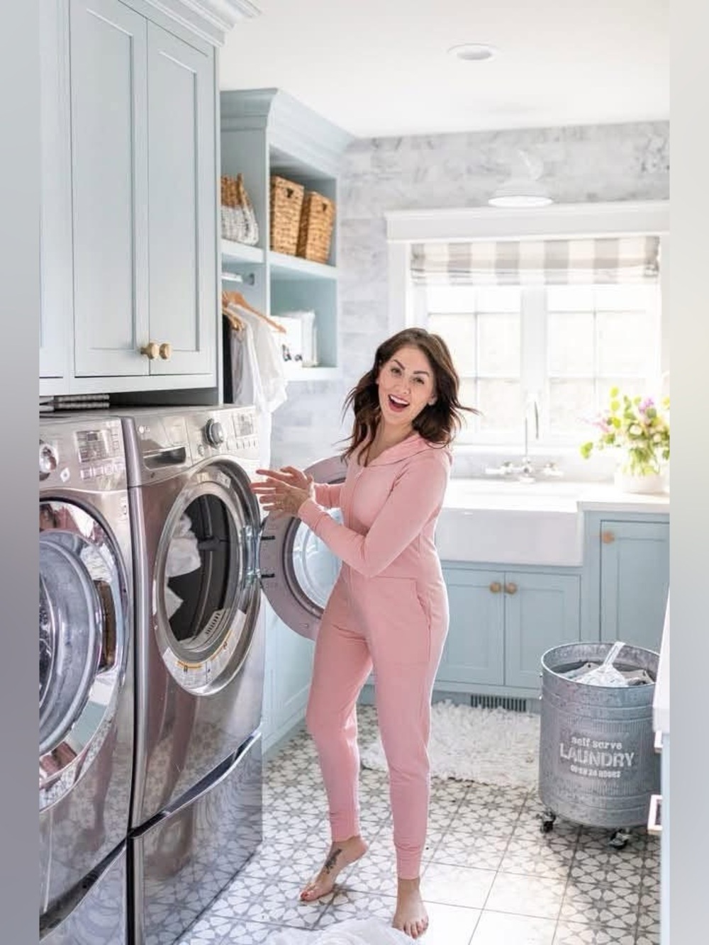 SMASH & TESS - The Harris Hoodie Romper in pink. Medium